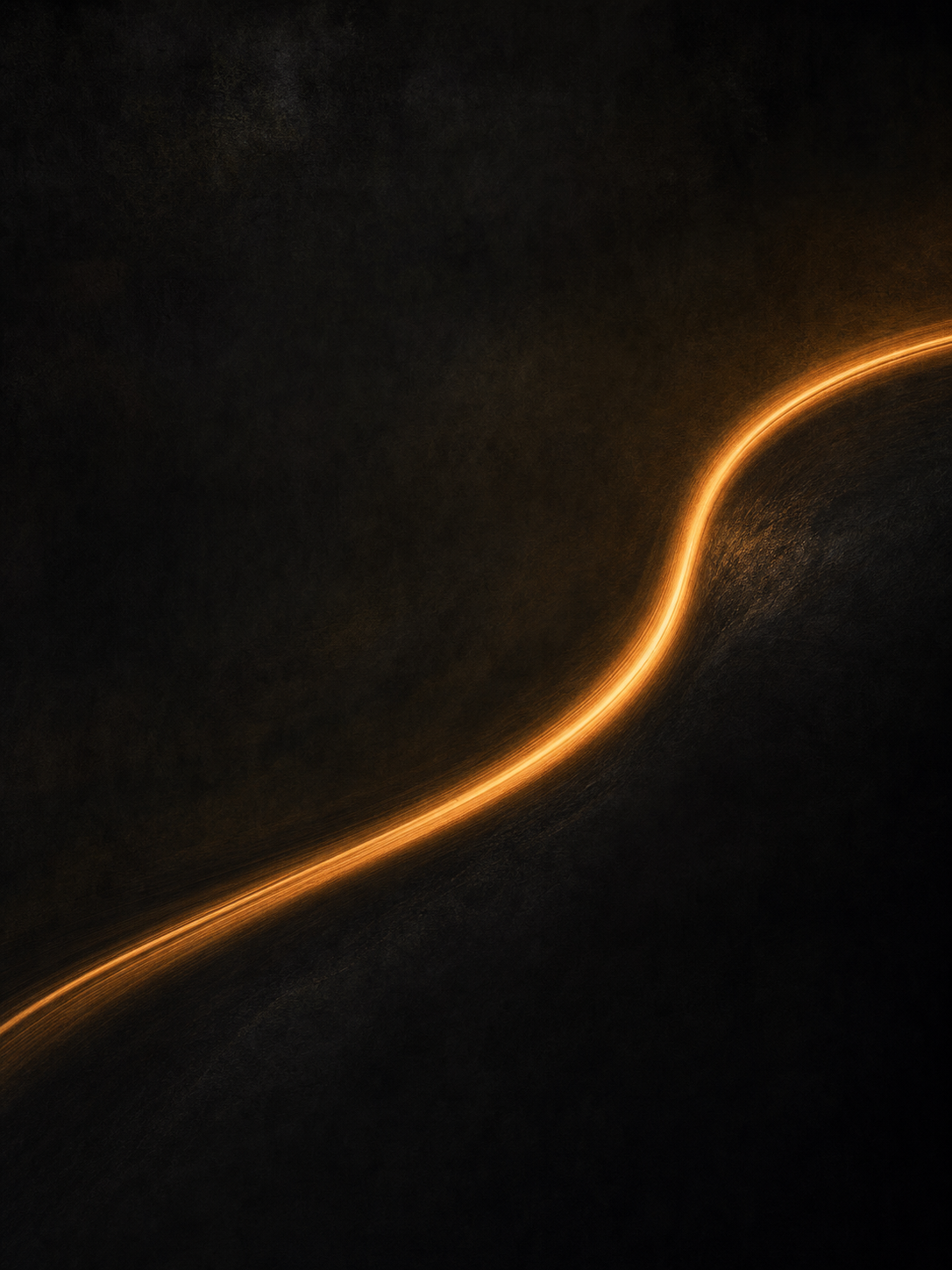 Abstract image of a single steady amber line of light arcing calmly across a dark background, evoking quiet resolve